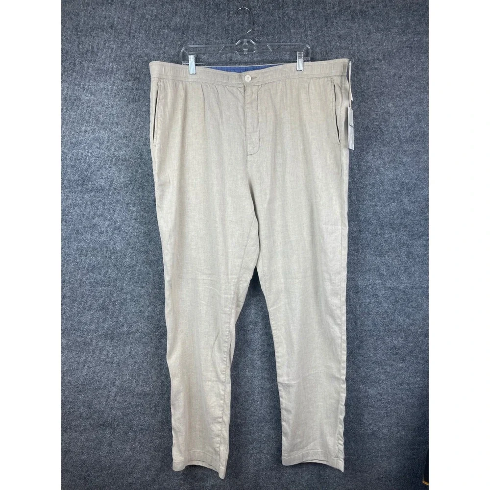 Tommy Bahama Linen Pull on Pant Men's 2XLT Stone Khaki New Beach Coast